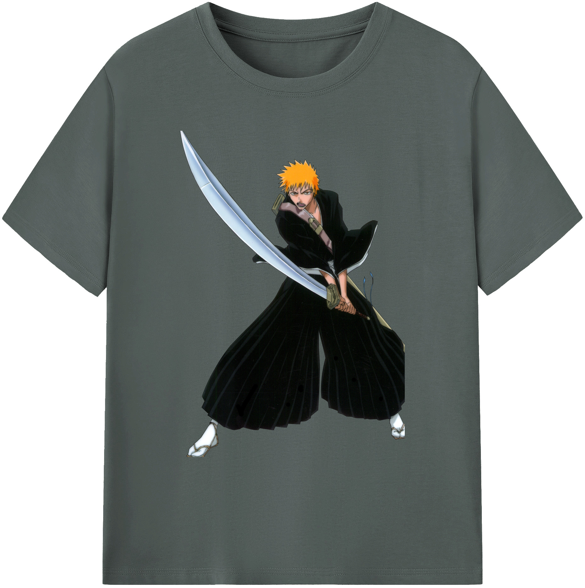 （画像用） ブリーチ 黒崎一護（くろさき いちご）BLEACH Kurosaki Ichigo 綿100％ メンズ半袖Tシャツ｜肌触りやわらか＆通気性